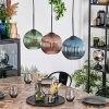 Koyoto Suspension, Boule lumineuse, Suspension Bleu, Vert, Cuivré, 3 lumières
