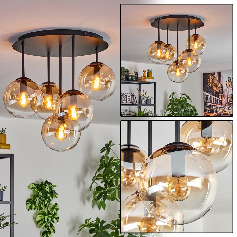 Gastor Plafonnier, Boule lumineuse 45 cm Ambre, Clair, 5 lumières main product photo