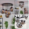 Gastor Plafonnier, Boule lumineuse 45 cm Chrome, Fumé, 5 lumières