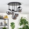 Gastor Plafonnier, Boule lumineuse 45 cm Chrome, Fumé, 5 lumières