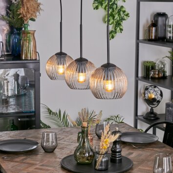 Koyoto Suspension, Boule lumineuse, Suspension Ambre, Clair, 3 lumières