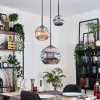 Ripoll Suspension, Boule lumineuse, Suspension, Suspension grappe Ambre, Chrome, Fumé, 3 lumières
