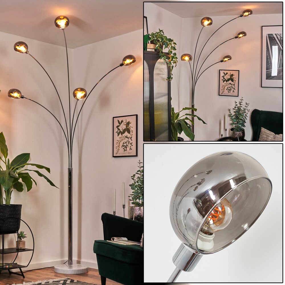 Nikkala Lampadaire Chrome, Blanc, 5 lumières main product photo