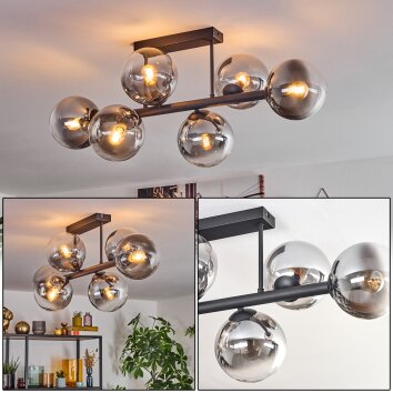 Gastor Plafonnier, Boule lumineuse Clair, Fumé, 6 lumières