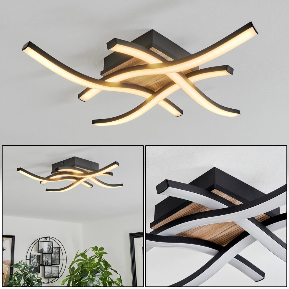 Plafonnier Letala LED Couleur bois, 4 lumières main product photo