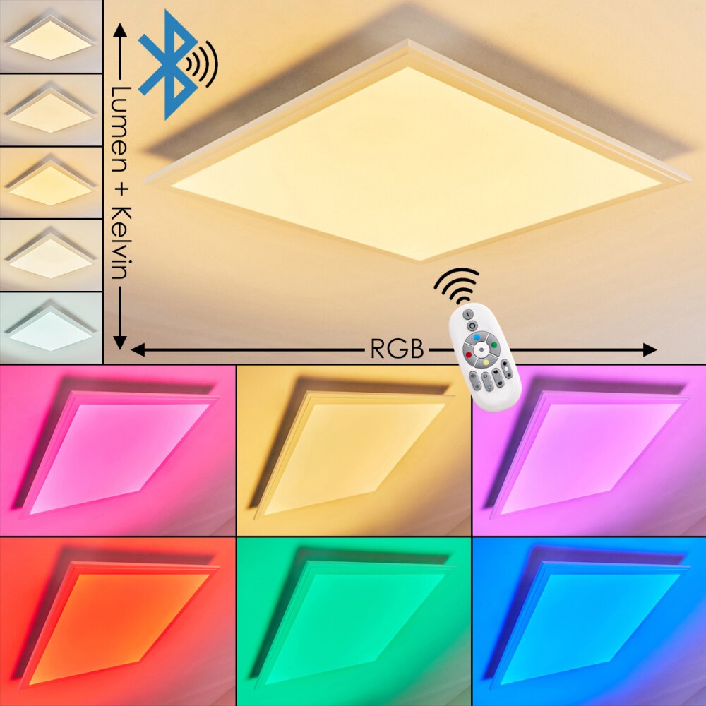 Plafonnier Voisines LED Blanc, 1 lumière, Télécommandes, Changeur de couleurs main product photo