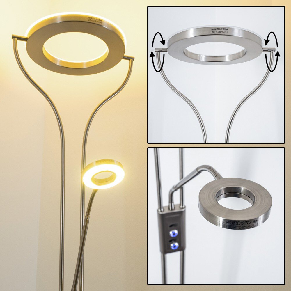Lampadaire à vasque Donna LED Nickel mat, 1 lumière main product photo