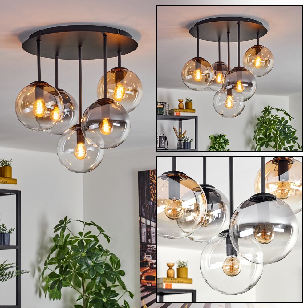 Gastor Plafonnier, Boule lumineuse 45 cm Ambre, Clair, Fumé, 5 lumières main product photo