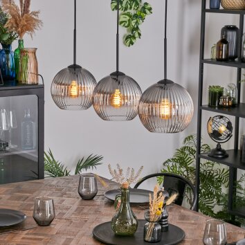 Koyoto Suspension, Boule lumineuse, Suspension Clair, Fumé, 3 lumières