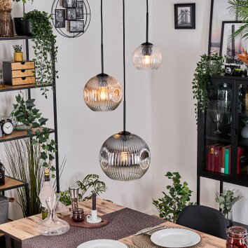 Ripoll Suspension, Boule lumineuse, Suspension, Suspension grappe Ambre, Clair, Fumé, 3 lumières