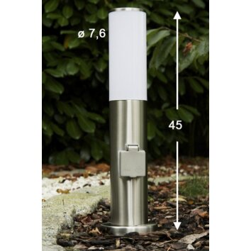 Caserta Borne lumineuse, Lampadaire, Eclairage de chemin Acier inoxydable, 1 lumière