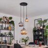 Ripoll Suspension, Boule lumineuse, Suspension, Suspension grappe Ambre, Chrome, Fumé, 3 lumières