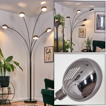 Nikkala Lampadaire Chrome, Noir, 5 lumières