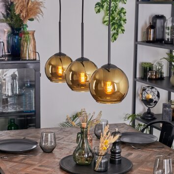Koyoto Suspension, Boule lumineuse, Suspension Or, 3 lumières
