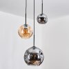 Ripoll Suspension, Boule lumineuse, Suspension, Suspension grappe Ambre, Fumé, 3 lumières
