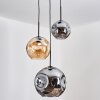 Ripoll Suspension, Boule lumineuse, Suspension, Suspension grappe Ambre, Fumé, 3 lumières