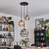 Ripoll Suspension, Boule lumineuse, Suspension, Suspension grappe Ambre, Clair, Fumé, 3 lumières