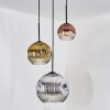 Ripoll Suspension, Boule lumineuse, Suspension, Suspension grappe Chrome, Or, Clair, Cuivré, Fumé, 3 lumières