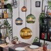 Koyoto Suspension, Boule lumineuse, Suspension Bleu, Or, Vert, Cuivré, 4 lumières
