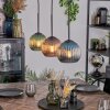 Koyoto Suspension, Boule lumineuse, Suspension Bleu, Vert, Cuivré, 3 lumières