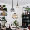 Ripoll Suspension, Boule lumineuse, Suspension grappe Ambre, Clair, Fumé, 3 lumières