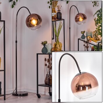 Koyoto Lampadaire Chrome, Noir, 1 lumière