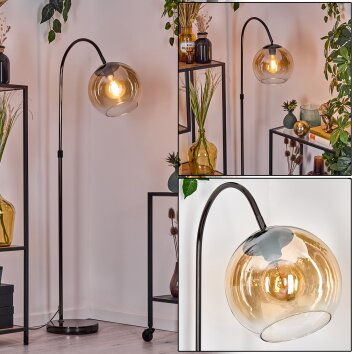 Koyoto Lampadaire Chrome, Noir, 1 lumière
