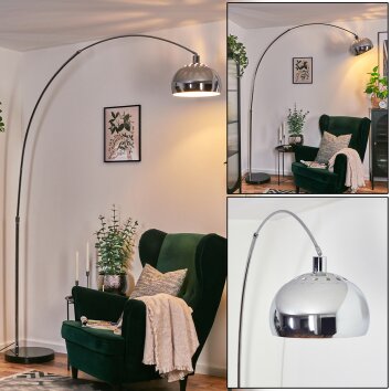 Baloca Lampadaire, Lampadaires arc Chrome, Noir, 1 lumière