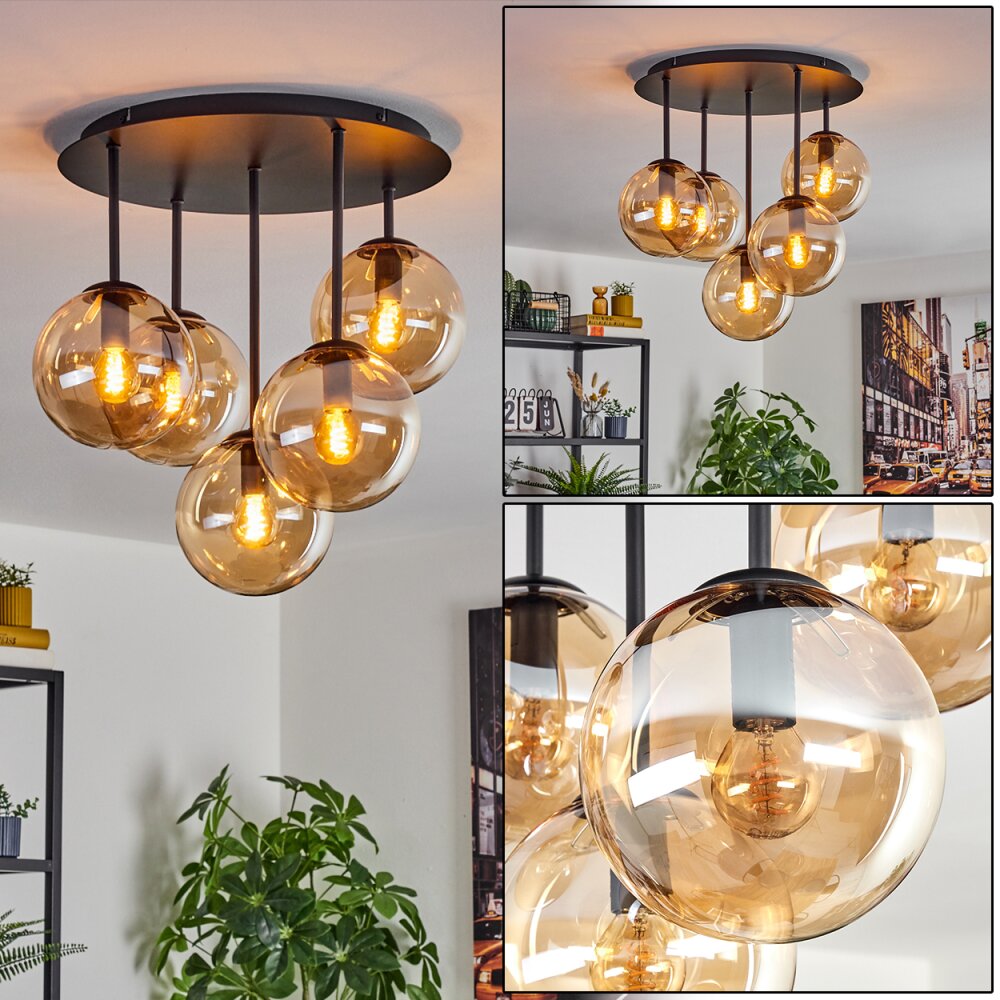 Gastor Plafonnier, Boule lumineuse 45 cm Ambre, 5 lumières main product photo