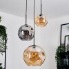 Ripoll Suspension, Boule lumineuse, Suspension grappe Ambre, Fumé, 3 lumières