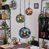 Ripoll Suspension, Boule lumineuse, Suspension grappe Bleu, Vert, Cuivré, 3 lumières