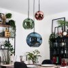 Ripoll Suspension, Boule lumineuse, Suspension grappe Bleu, Vert, Cuivré, 3 lumières