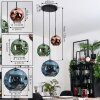 Ripoll Suspension, Boule lumineuse, Suspension grappe Bleu, Vert, Cuivré, 3 lumières