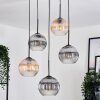 Koyoto Suspension, Boule lumineuse, Suspension grappe Ambre, Clair, Fumé, 5 lumières