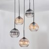 Koyoto Suspension, Boule lumineuse, Suspension grappe Ambre, Clair, Fumé, 5 lumières