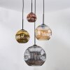 Ripoll Suspension, Boule lumineuse, Suspension grappe Ambre, Or, Cuivré, Fumé, 4 lumières