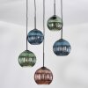 Koyoto Suspension, Boule lumineuse, Suspension grappe 45 cm Bleu, Vert, Cuivré, 5 lumières