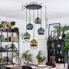 Koyoto Suspension, Boule lumineuse, Suspension grappe 45 cm Bleu, Or, Vert, 5 lumières