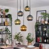 Koyoto Suspension, Boule lumineuse, Suspension grappe 45 cm Bleu, Or, Vert, 5 lumières
