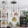 Ripoll Suspension, Boule lumineuse, Suspension grappe Ambre, Or, Clair, Cuivré, Fumé, 4 lumières