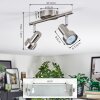 Edain Plafonnier, Spot de plafond LED Chrome, Nickel mat, 2 lumières