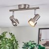 Edain Plafonnier, Spot de plafond LED Chrome, Nickel mat, 2 lumières