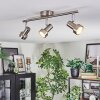 Edain Plafonnier, Spot de plafond LED Chrome, Nickel mat, 3 lumières