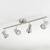 Edain Plafonnier, Spot de plafond LED Chrome, Nickel mat, 4 lumières