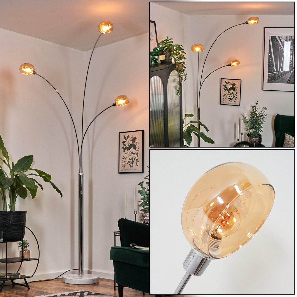 Nikkala Lampadaire Chrome, Blanc, 3 lumières main product photo
