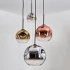 Ripoll Suspension, Boule lumineuse, Suspension grappe Chrome, Or, Clair, Cuivré, Fumé, 4 lumières