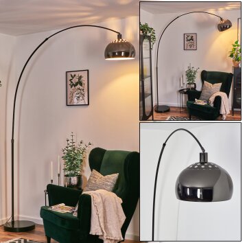 Baloca Lampadaire Chrome, Noir, 1 lumière