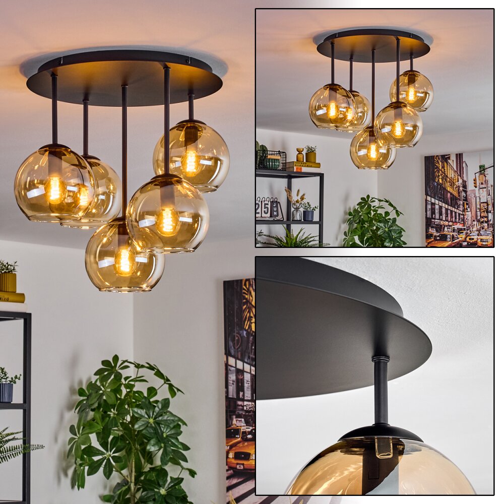 Koyoto Plafonnier, Boule lumineuse 45 cm Ambre, 5 lumières main product photo