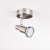Firan Plafonnier, Spot de plafond LED Chrome, Nickel mat, 1 lumière