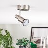Firan Plafonnier, Spot de plafond LED Chrome, Nickel mat, 1 lumière